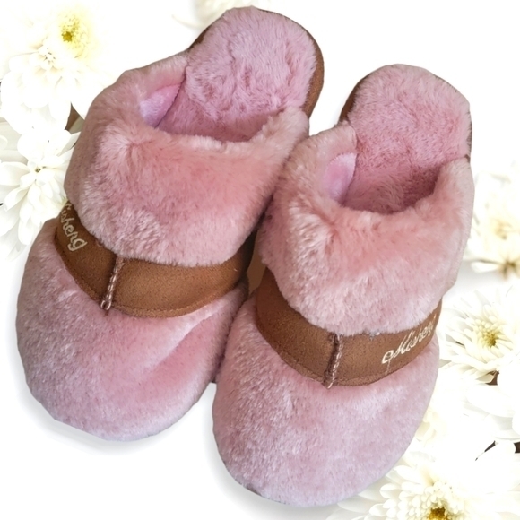 Pink Misheng Faux Fur Slippers ~‎ Size 7-8 (38-39) - Picture 2 of 3